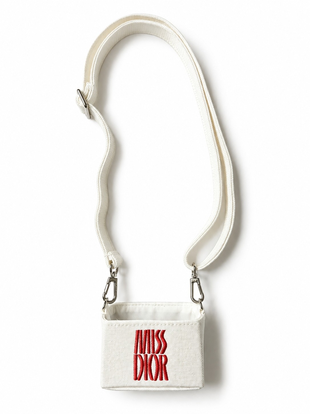 Dior White Canvas Mini Tote with Red 'Miss Dior' Embroidery - Picture 2 of 2
